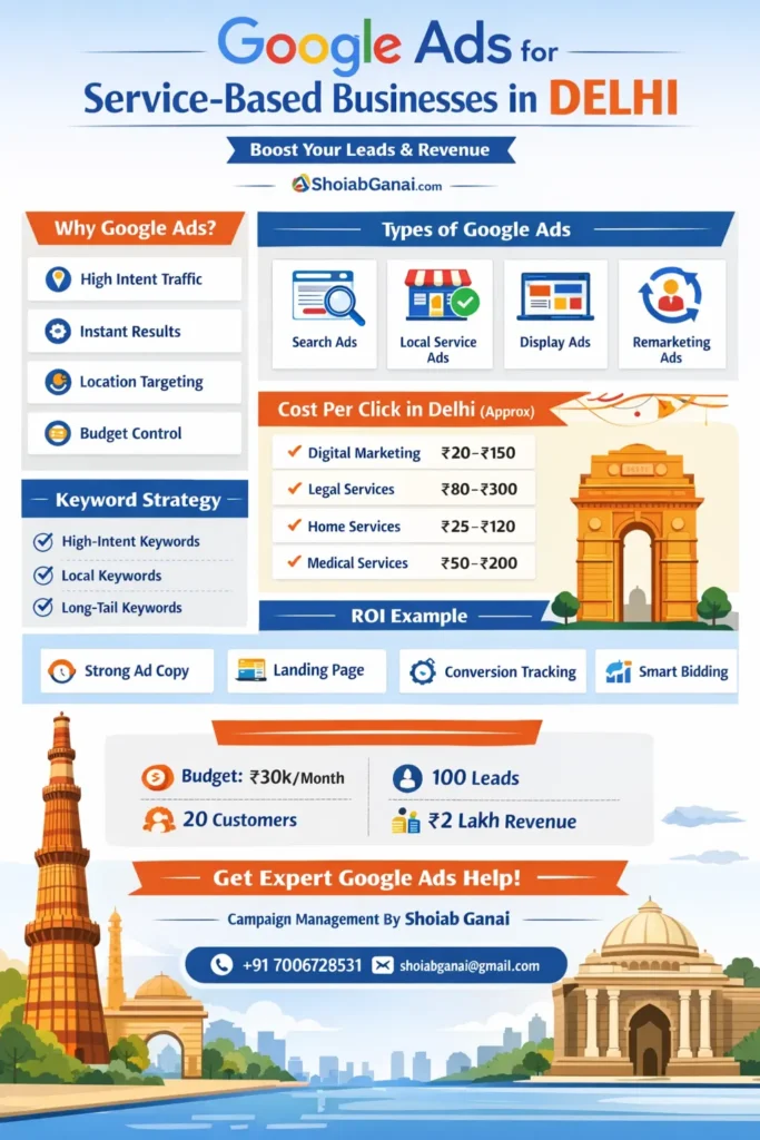 infographic image for Google Ads for Service-Based Businesses in Delhi