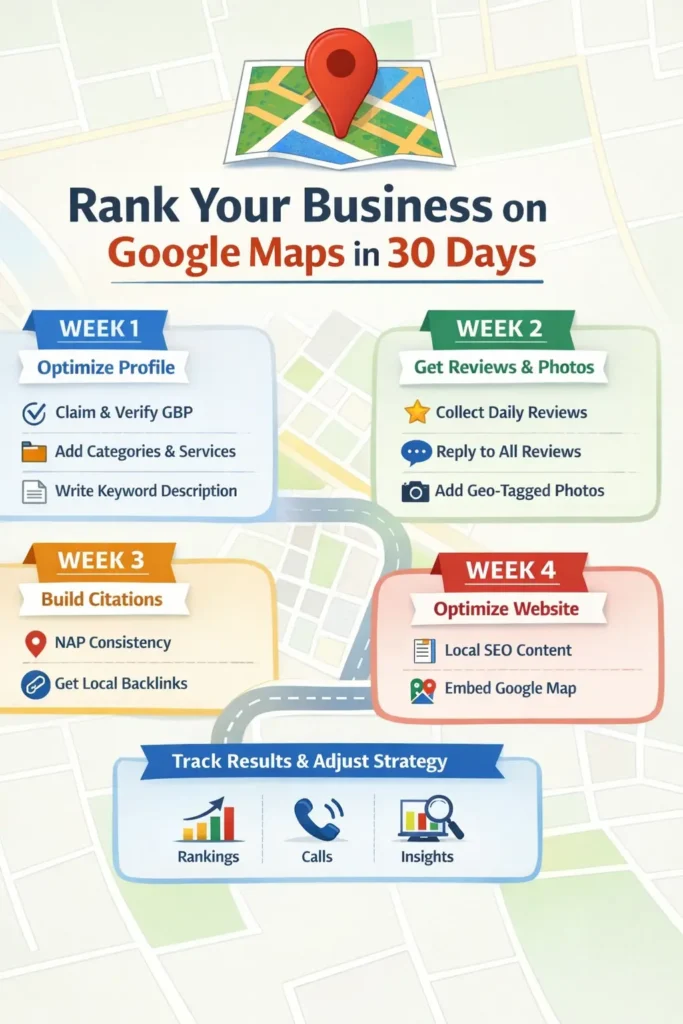Infographic image for How to Rank Your Business on Google Maps in 30 Days