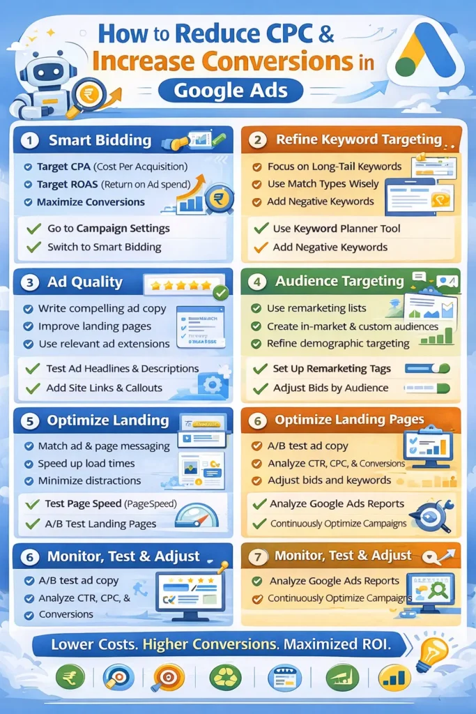 Infographic image for How to Reduce CPC and Increase Conversions in Google Ads