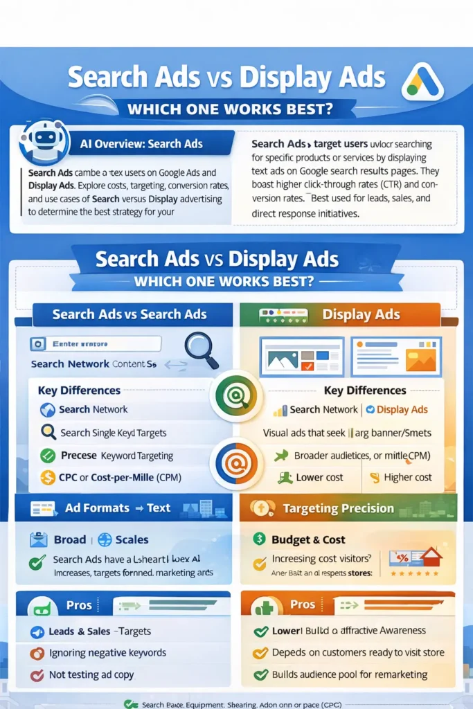 Infographic image for Search ads vs display ads