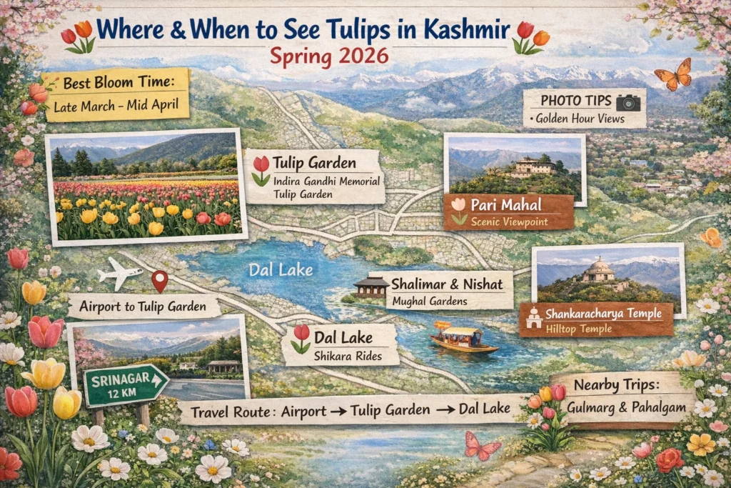 Infographic image for Top Places to Visit in Kashmir During Tulip Bloom